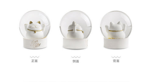 Lucky Cat Crystal Snow Ball
