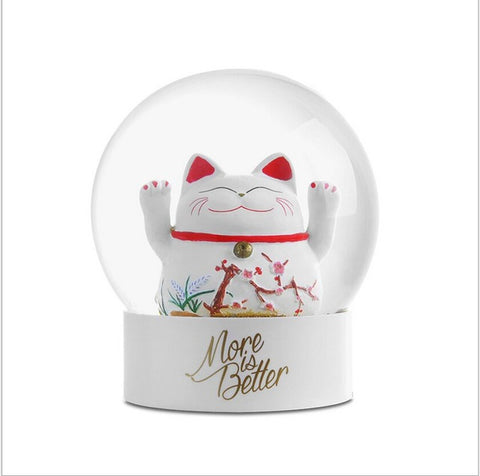 Lucky Cat Crystal Snow Ball